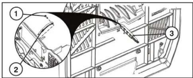 HUSQVARNA TC 38 - POUR INSTALLER LE LEVIER DE VIDAGE DU BAC AVEC L'EXTENSION - 1