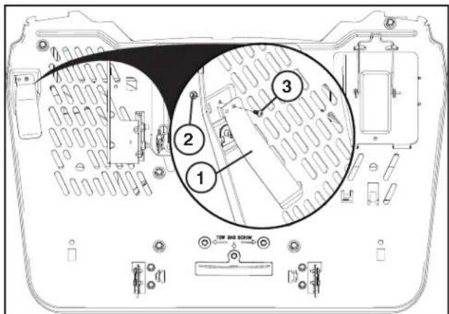 HUSQVARNA TC 342T - INSTALLATION DU LEVIER DE DETECTION DE PRESENCE DU BAC DE RAMASSAGE - 2