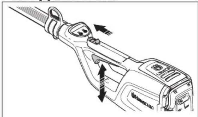 HUSQVARNA 115iPT4 - So prufen Sie die Gashebelsperre - 4