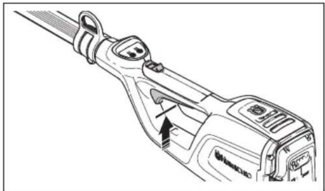 HUSQVARNA 115iPT4 - Comprobación del bloqueo del gatillo de alimentación - 2