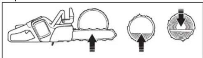 HUSQVARNA 120i - Cortar um tronco com apoio numa extremidade - 3