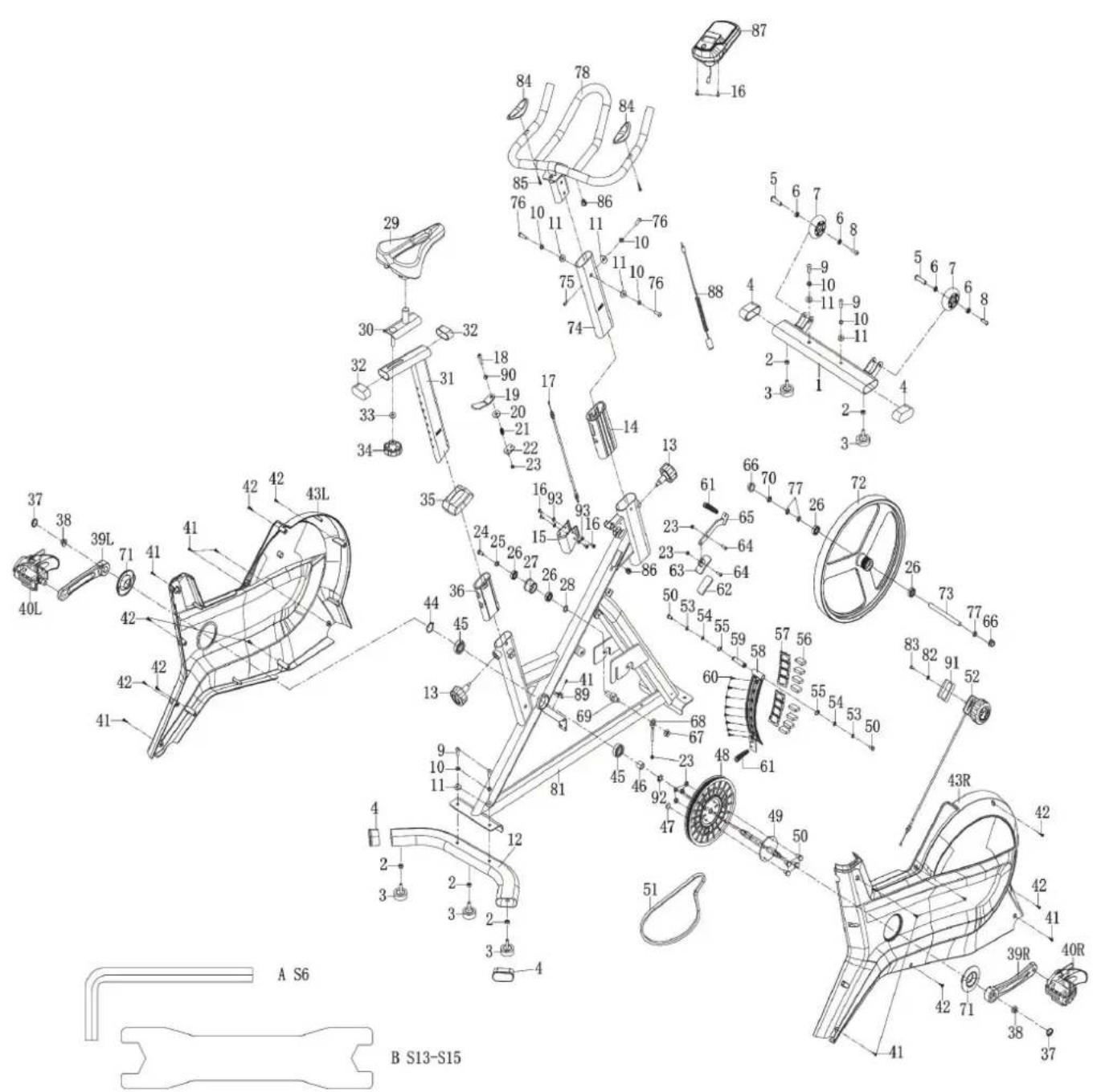 Duke Fitness SC40 - Vue éclatée - 1