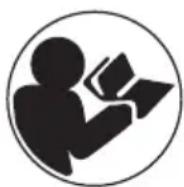 Diagram illustrating safety warning symbols for a lawn mower, with labeled hazard and correct/incorrect instructions.