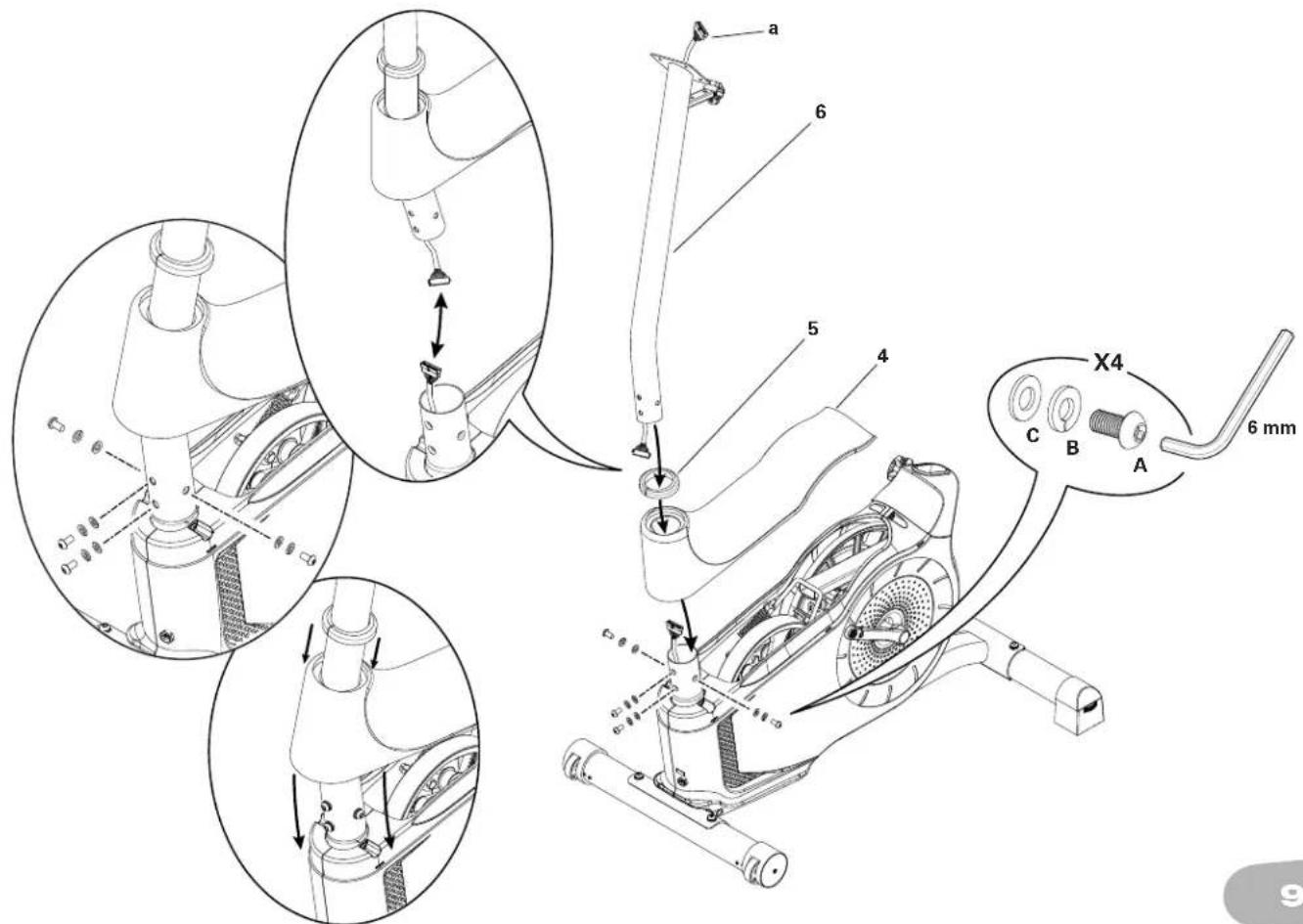 Schwinn 570u - Installez le tube de la console, le joint du tube et le capot supérieur sur l'assemblage principal - 1