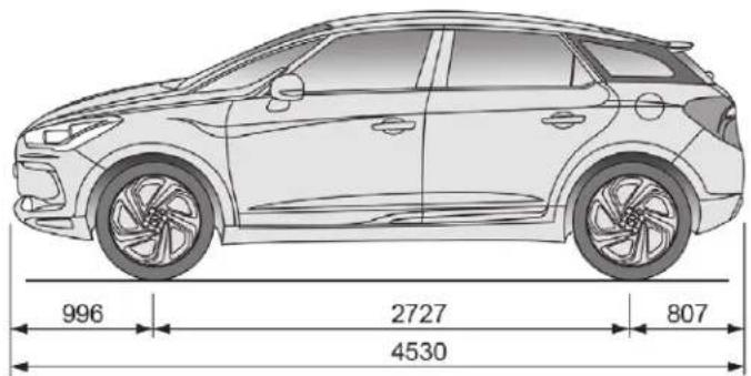 DS 5 Hybrid4 (2016) - Dimensions (en mm) - 3