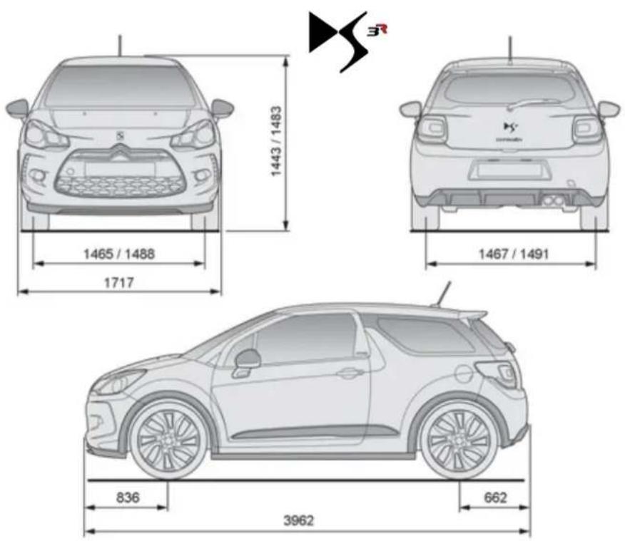 DS 3 (2013) - Dimensions (en mm) - 2