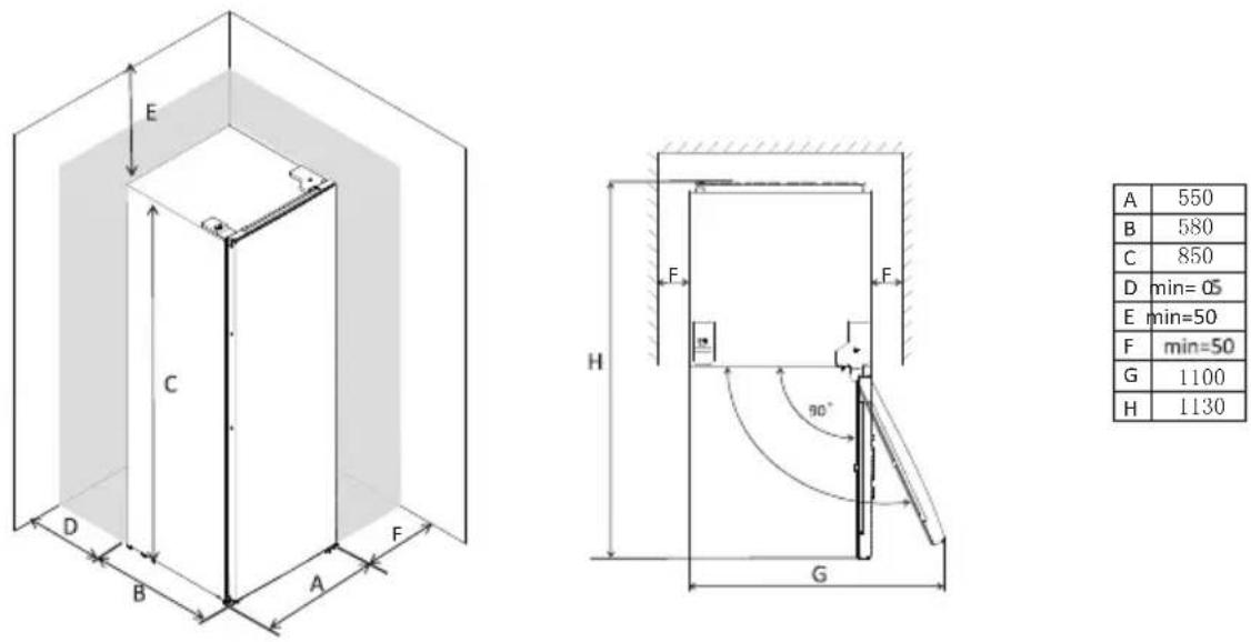 HOOVER HFLE54WN - Space Requirement - 1