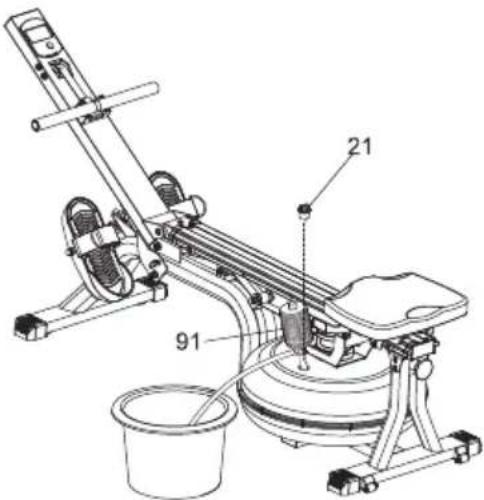 TUNTURI Cardio Fit R50W - Removing water from the tank (fig. E-4) - 1