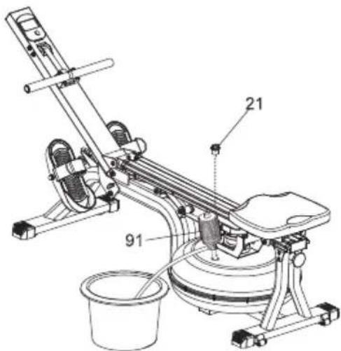 TUNTURI Cardio Fit R50W - Water uit de tank verwijderen (fig. E-4) - 1