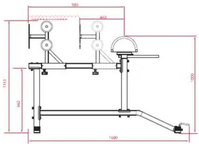 TUNTURI Glute Ham Developer GH10 - Maximale belasting en af- metingen - 1