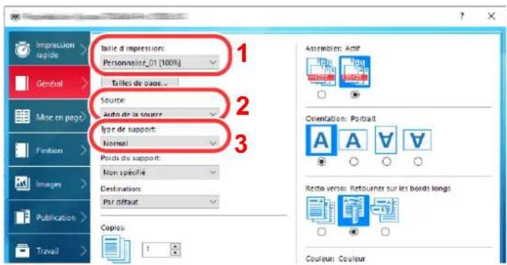 KYOCERA TASKalfa Pro 15000c - Configurer le format de papier d'impression. - 1