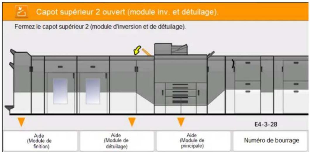KYOCERA TASKalfa Pro 15000c - Retirer le papier du plateau d'évacuation de l'unité d'inversion et de détuillage. - 2