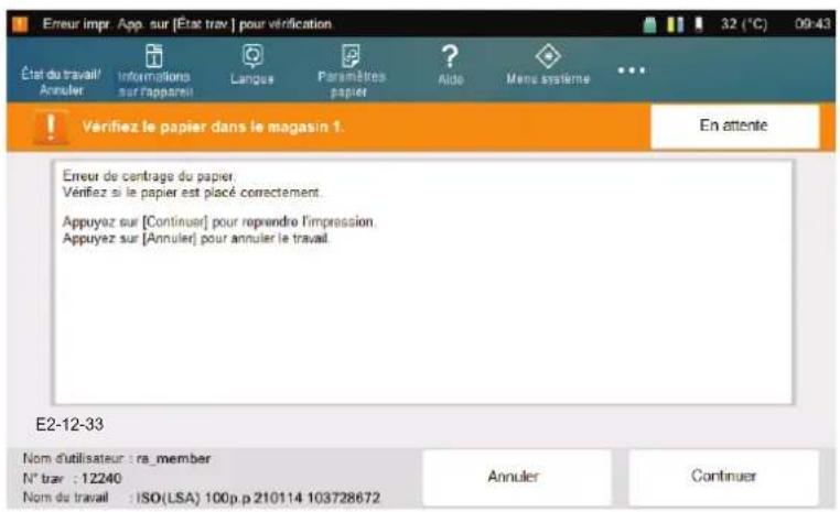 KYOCERA TASKalfa Pro 15000c - Erreur de centrage du papier - 1