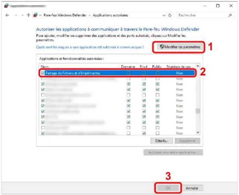KYOCERA TASKalfa Pro 15000c - Cocher la case [Partage de fichiers et d'imprimantes]. - 1
