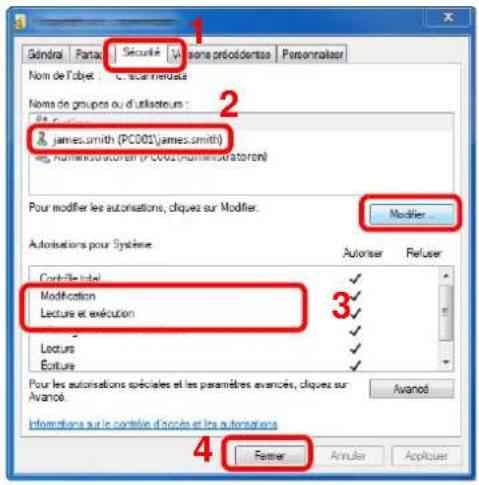 KYOCERA TASKalfa 3212i - Vérifier les détails configurés dans l'onglet [Sécurité]. - 1