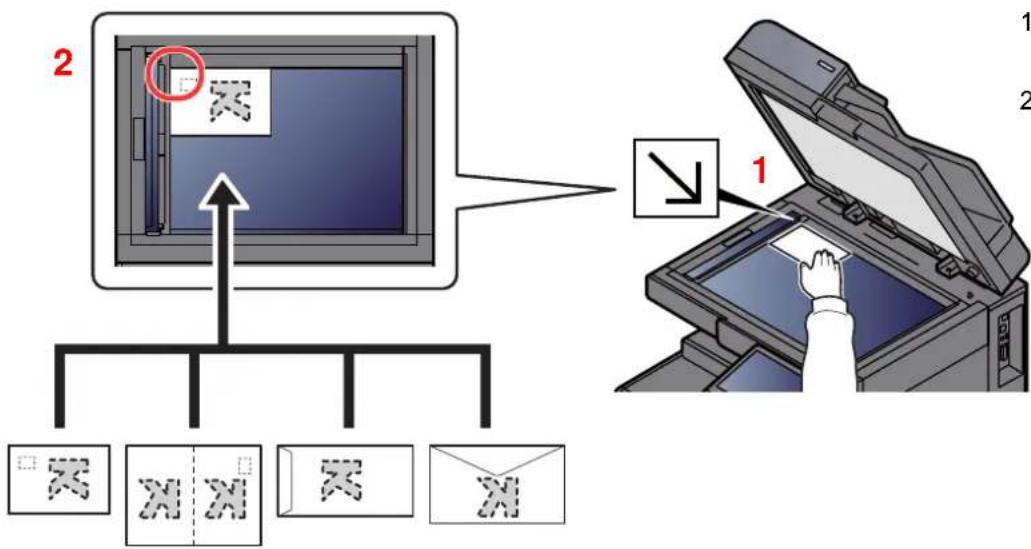 KYOCERA TASKalfa 2553ci - Lors du placement des enveloppes ou cartes sur la glace d'exposition - 1