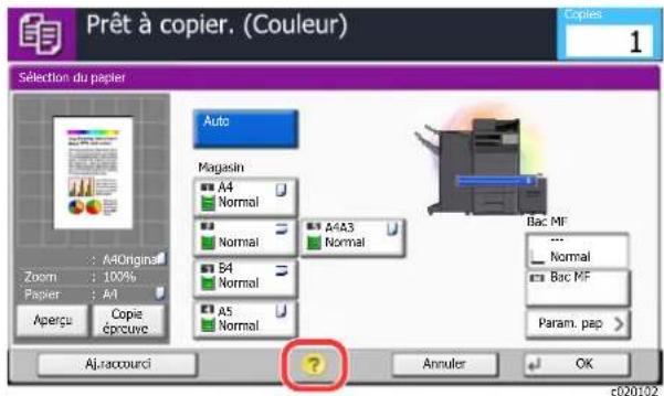 KYOCERA TASKalfa 2553ci - Sélectionner [Aide] sur le panneau. - 1