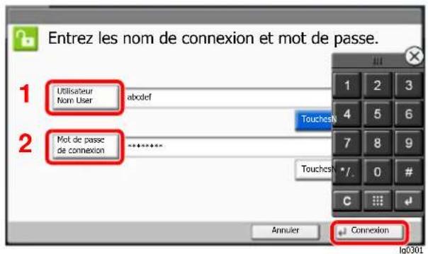 KYOCERA TASKalfa 2553ci - Saisir le nom d'utilisateur et le mot de passer pour la connexion. - 1