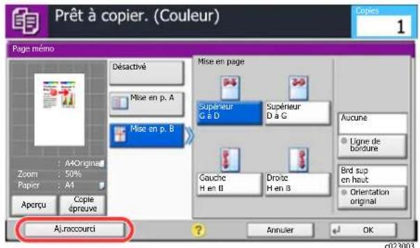 KYOCERA TASKalfa 2553ci - Ajout de raccourcis - 1