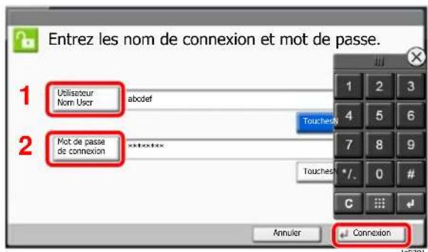 KYOCERA TASKalfa 4012i - Saisir le nom d'utilisateur et le mot de passer pour la connexion. - 1