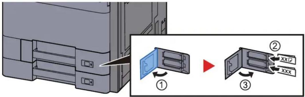 KYOCERA TASKalfa 5003i - Introduire l'indication sur la feuille de sorte qu'elle corresponde au format et au type de papier à placer - 1