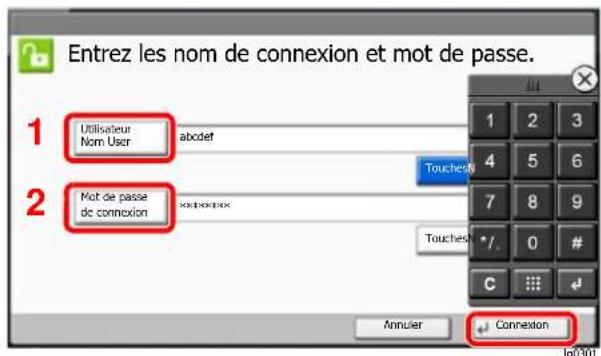 KYOCERA TASKalfa 5003i - Saisir le nom d'utilisateur et le mot de passer pour la connexion. - 1