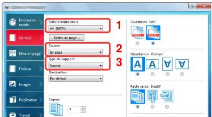 KYOCERA TASKalfa 5003i - Configurer le format de papier d'impression. - 1