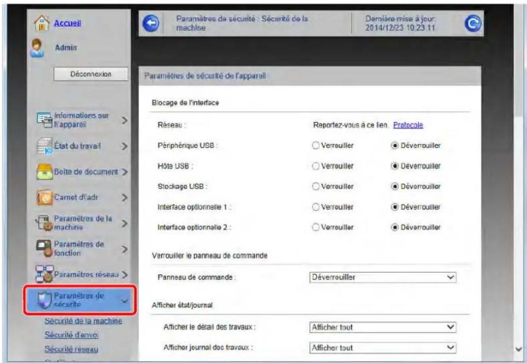 KYOCERA TASKalfa 5002i - Configurer les paramètres de sécurité. - 1