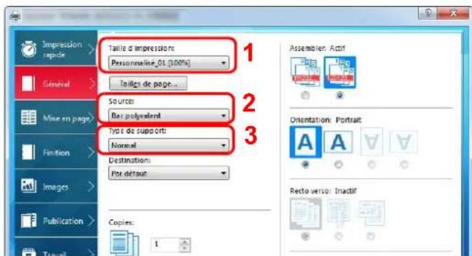 KYOCERA TASKalfa 5002i - Configurer le format de papier d'impression. - 1