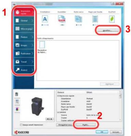 KYOCERA TASKalfa 5002i - Écran des paramètres d'impression du pilote d'imprimante - 1