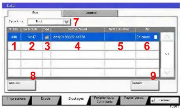 KYOCERA TASKalfa 5002i - Écran État Stockages - 1