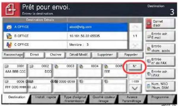 KYOCERA TASKalfa 5002i - Exemple:Lors de la saisie d'un numero de touche unique - 1