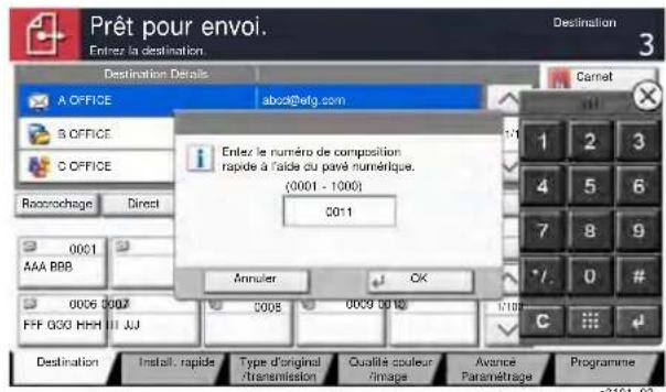 KYOCERA TASKalfa 5002i - Exemple:Lors de la saisie d'un numero de touche unique - 3