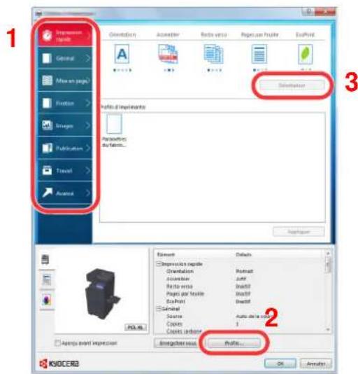 KYOCERA TASKalfa 6003i - Écran des propriétés du pilote d'imprimante - 1