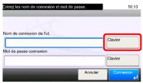 KYOCERA TASKalfa 308ci - Saisir le nom d'utilisateur et le mot de passe pour la connexion. - 1