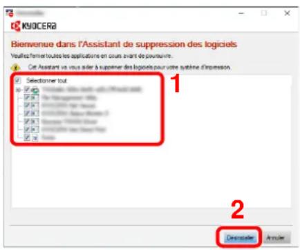 KYOCERA TASKalfa 308ci - Désinstaller le logiciel. - 1