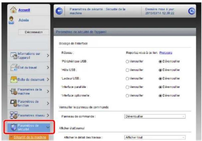 KYOCERA TASKalfa 308ci - Configurer les paramètres de sécurité. - 1
