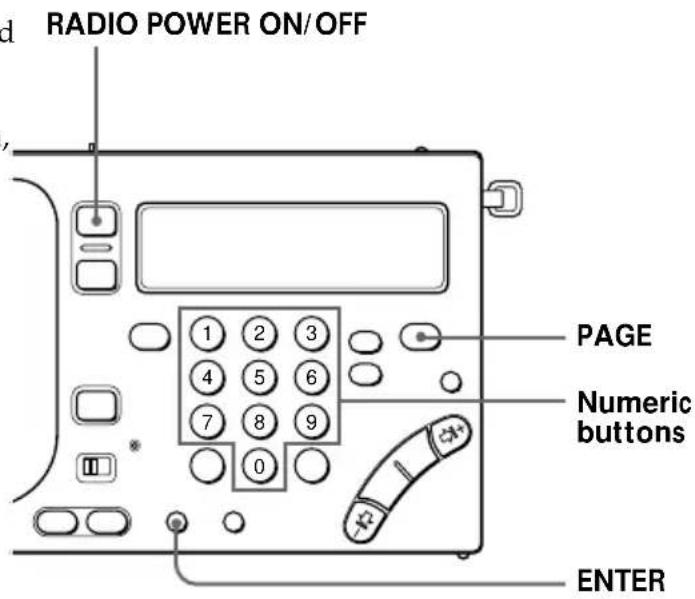 RADIO POWER ON/OFF PAGE Numeric buttons ENTER