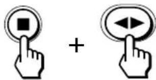 Diagram showing two hand icons: one with a square button and the other with an arrow icon, connected by a plus sign.