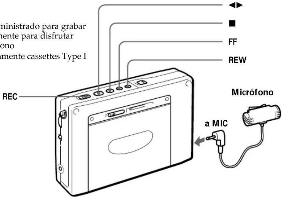 ministrado para grabar mente para disfrutar ono mente cassettes Type I REC FF REW Micrófono a MIC