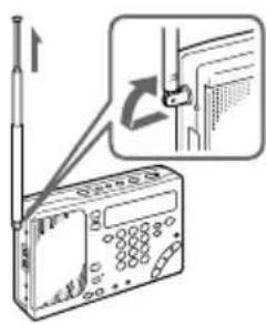 Diagram showing a radio device with signal lines and an icon indicating the operation of a device to switch.