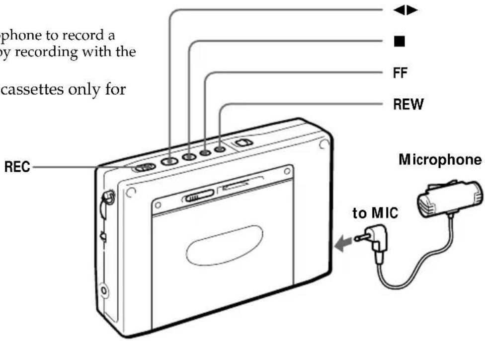 phone to record a by recording with the cassettes only for REC FF REW Microphone to MIC