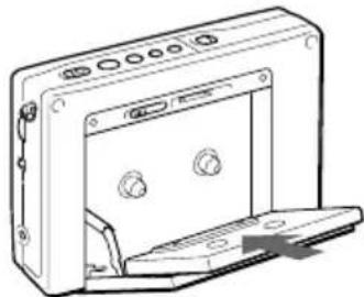 SONY ICFSW1000T - Slide OPEN and insert a cassette. - 2
