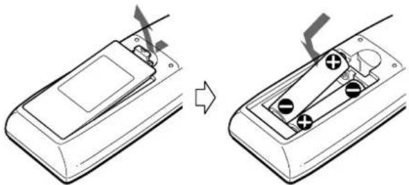 SONY SAPSD5 - Installation des piles dans la télécommande - 1