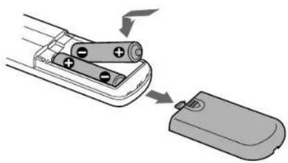 SONY DTCZE700 - Inserting batteries into the remote - 1