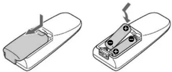 SONY MHCGRX30J - Inserting two size AA (R6) batteries into the remote - 1
