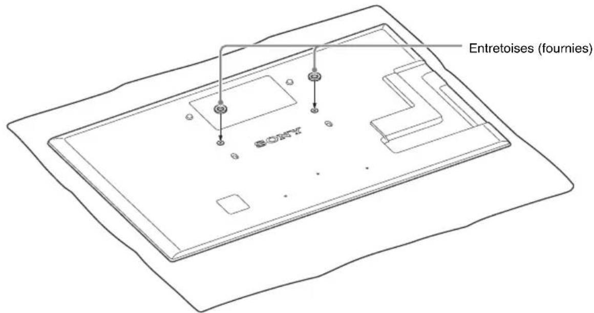 SONY WSCT550B40 - Placez les entreprises (fournies) sur les orifices à partir desquels les deux vis ont été retirees dans la partie supérieure à l'arrête du téléviseur. - 1