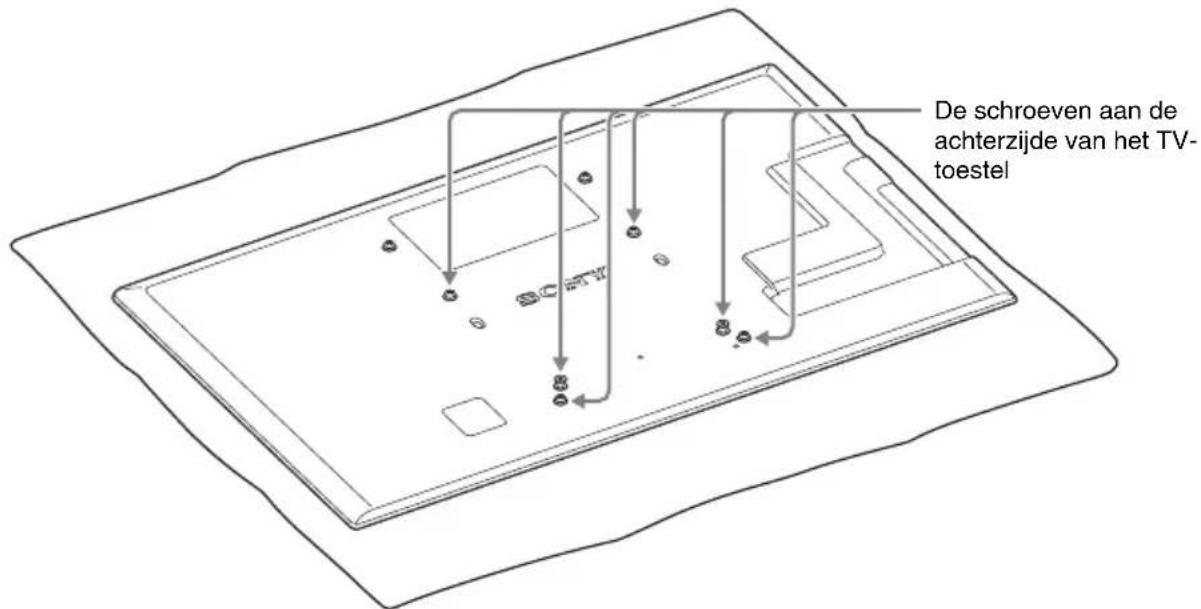 SONY WSCT550B40 - Verwijder de schroeven uit deijkenzijde van het TV-toestel, voorbereid in "Voorbereidingen voor het TV-toestel". (6 schroeven) - 1
