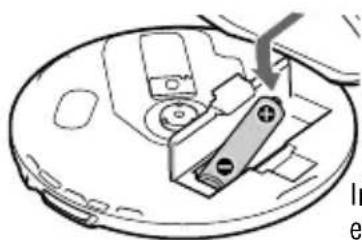 SONY Walkman DNF431 - Introduzca la pila LR6 (tamaño AA) (no suministrada) de modo que el extremo ⊕ de la pila coincida con el diagrama ⊕ del compartimiento de la misma y cierre las tapas del compartimiento de la pila y del reproductor hasta que encajen en su sitio. - 1