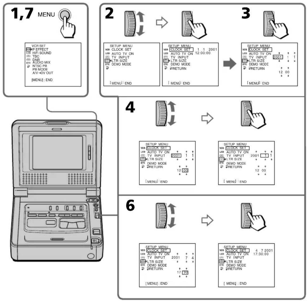 SONY GVD800E - Neueinstellen von Datum und Uhrzeit - 1